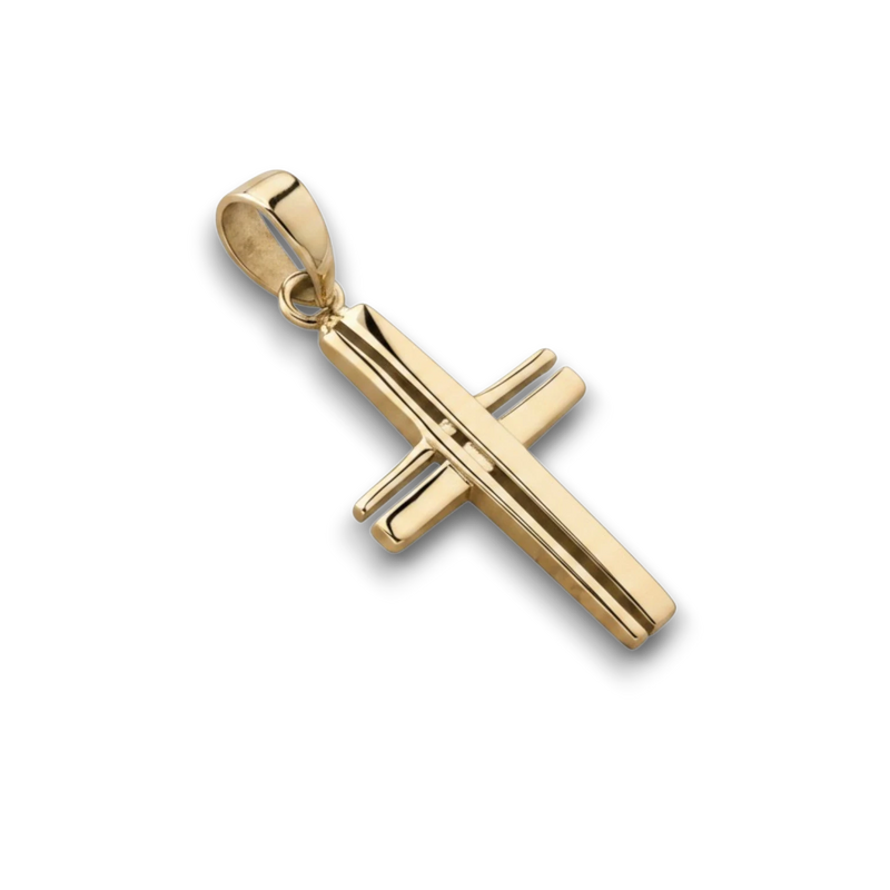 Amaranthus Gold hollow cross pendant in 18k gold-plated titanium. Does not include chain.