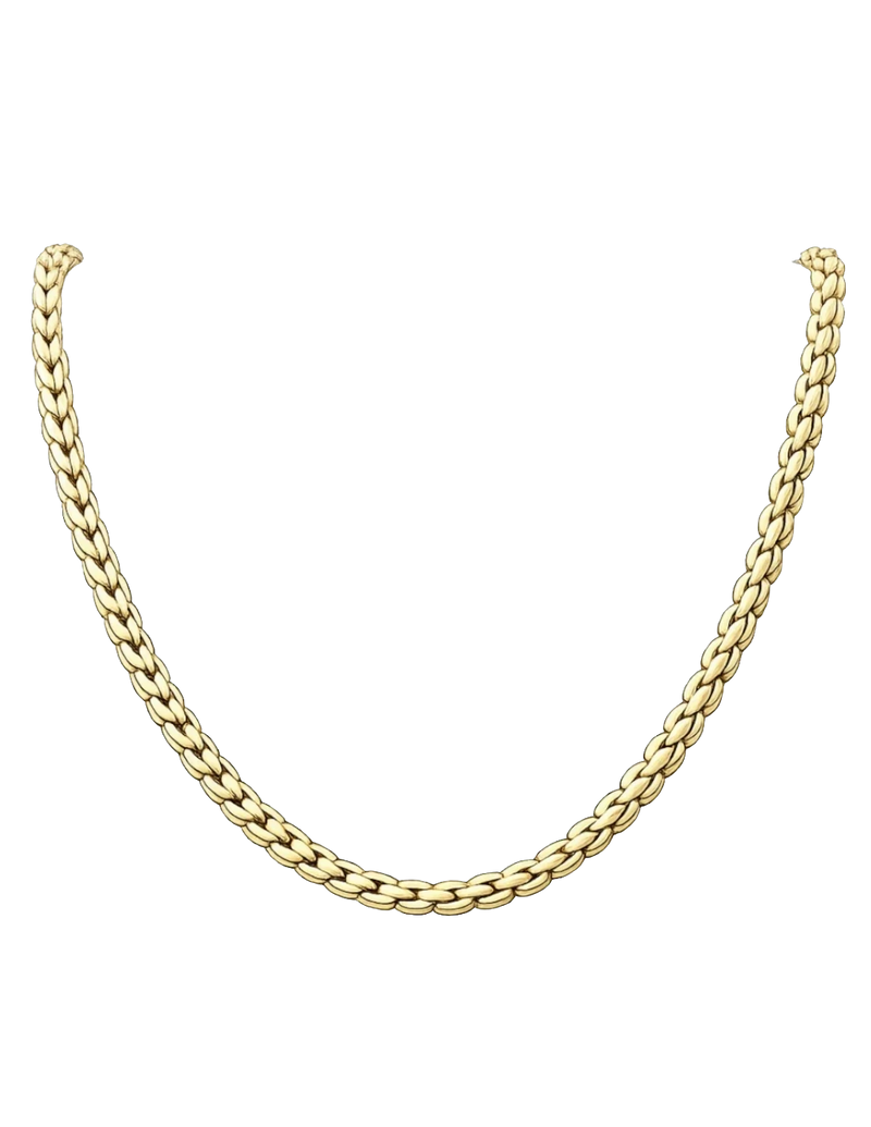 Amaranthus Gold 18k gold plated titanium herringbone chain necklace. Hypoallergenic and water-resistant.