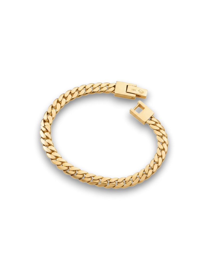 Amaranthus Gold Pulso Serpiente 18k gold plated titanium curb chain bracelet with secure clasp.