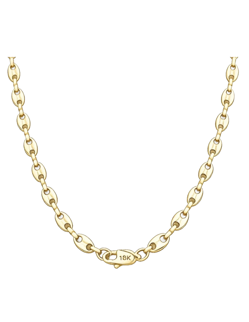 Amaranthus Gold 18k gold plated anchor chain necklace with a secure clasp. Water and sweat resistant.