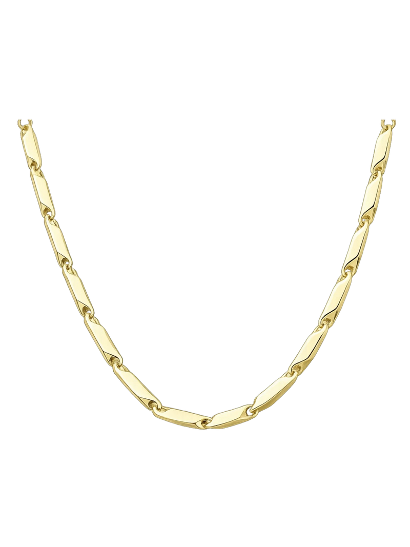 Amaranthus Gold Cadena Hélice 18k gold plated titanium chain necklace with a unique link design. Water and sweat resistant.