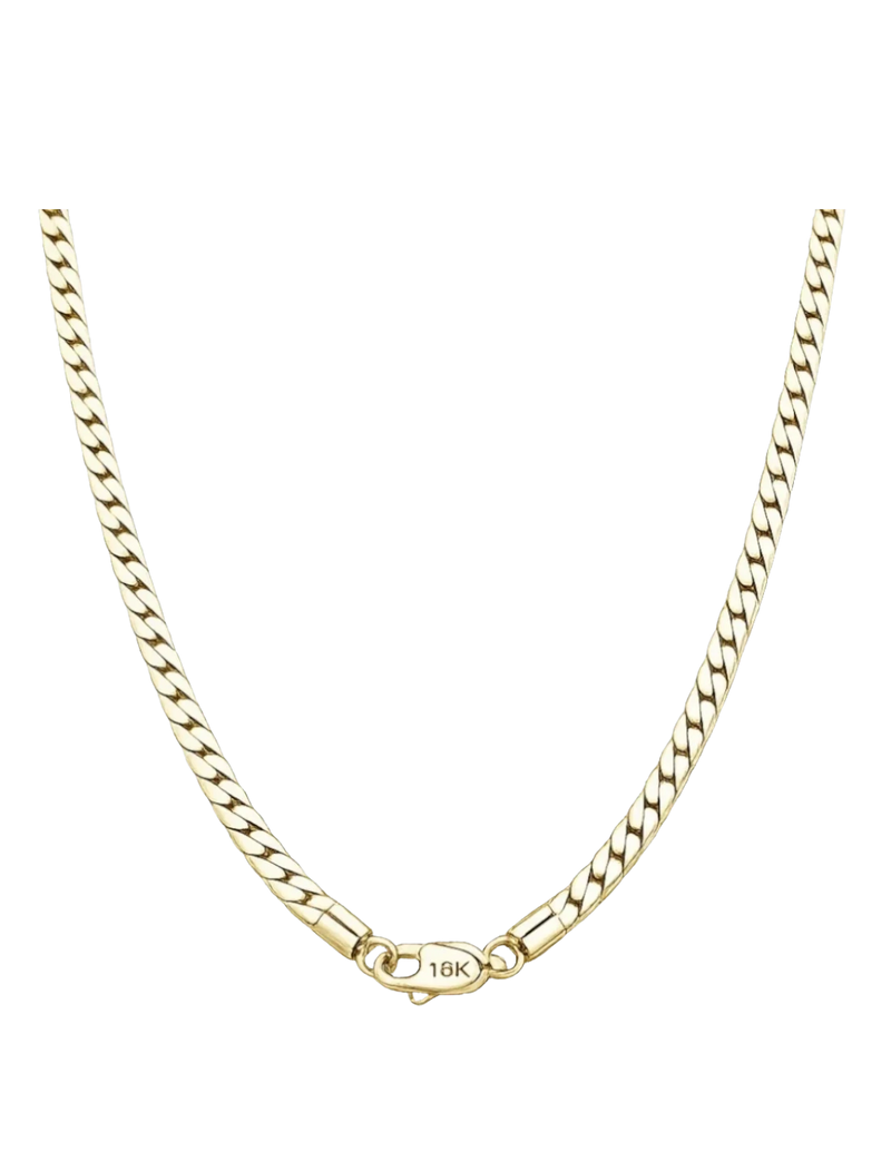 Amaranthus Gold 18k gold plated titanium cuban link chain necklace with heart clasp. Water and sweat resistant.